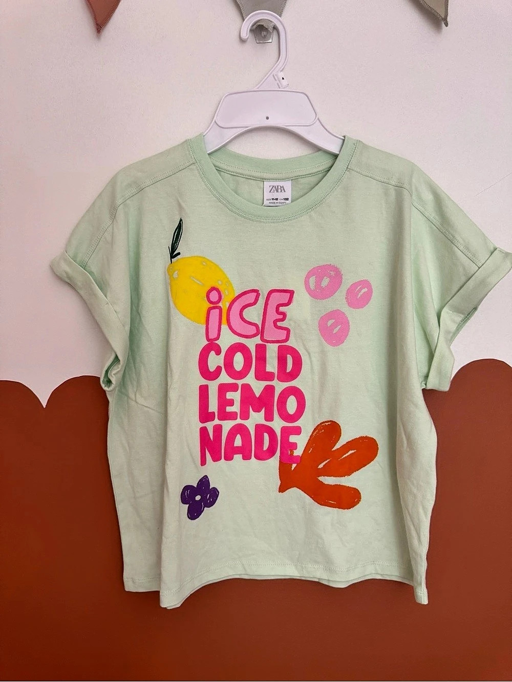 ZARA Ice Cold Lemonade Graphic T-Shirt Green